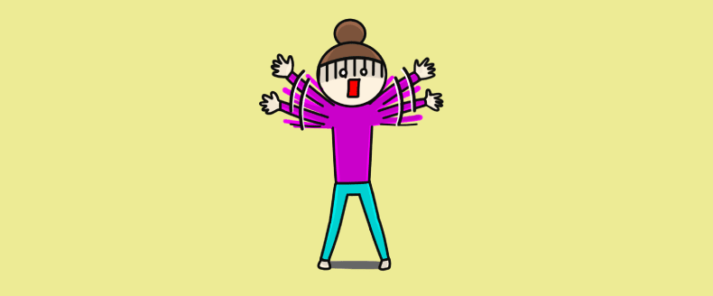 あわてる女性